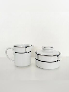 Studio Nova Exhibition Fine China Creamer & Sugar Set White Art Deco Modern